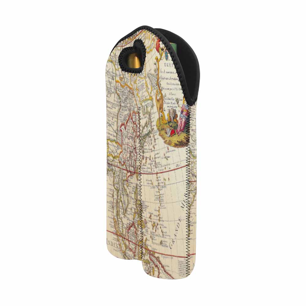 2 Bottle Antique map wine bag,Design 10