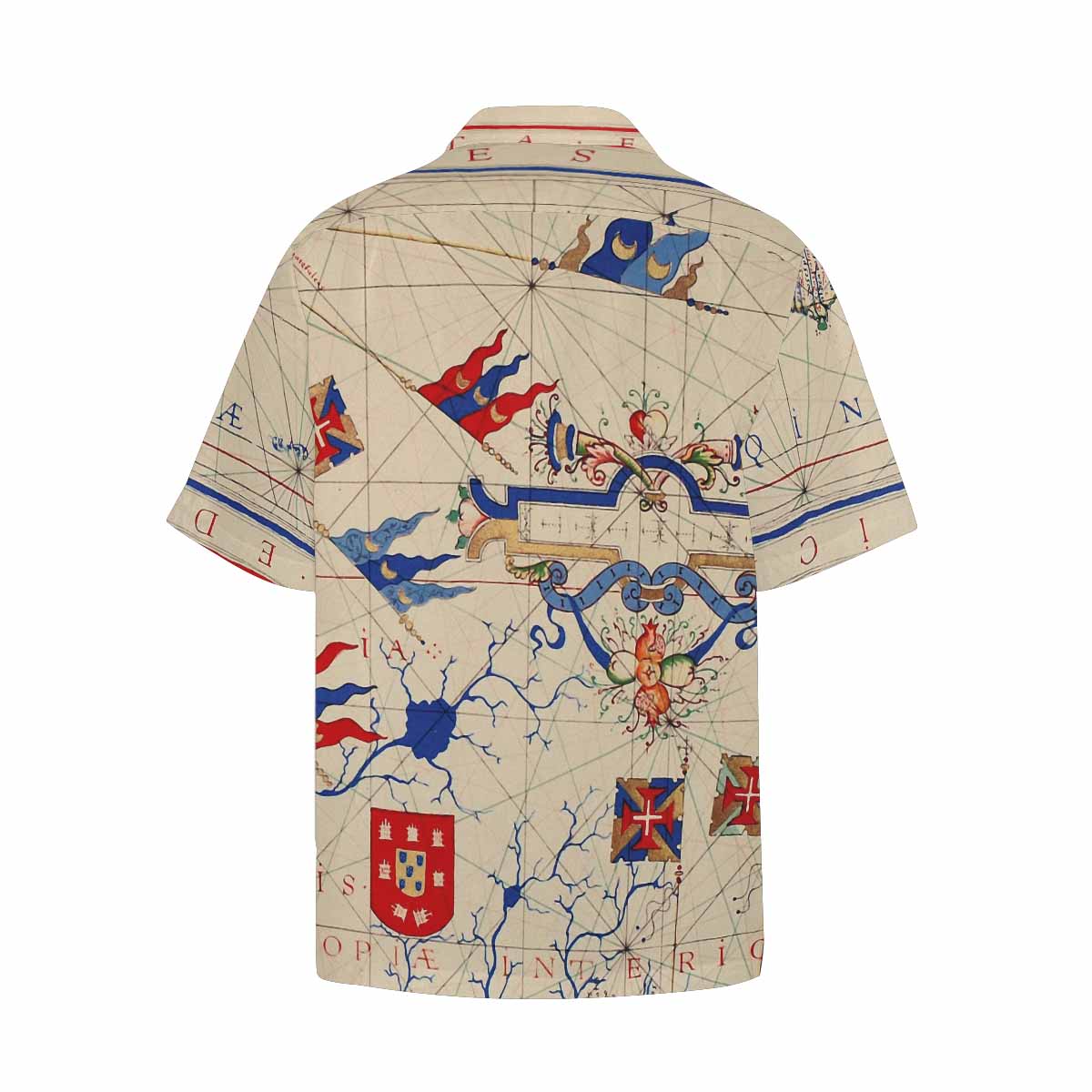 Antique Map design Hawaiian mens shirt, Design 45