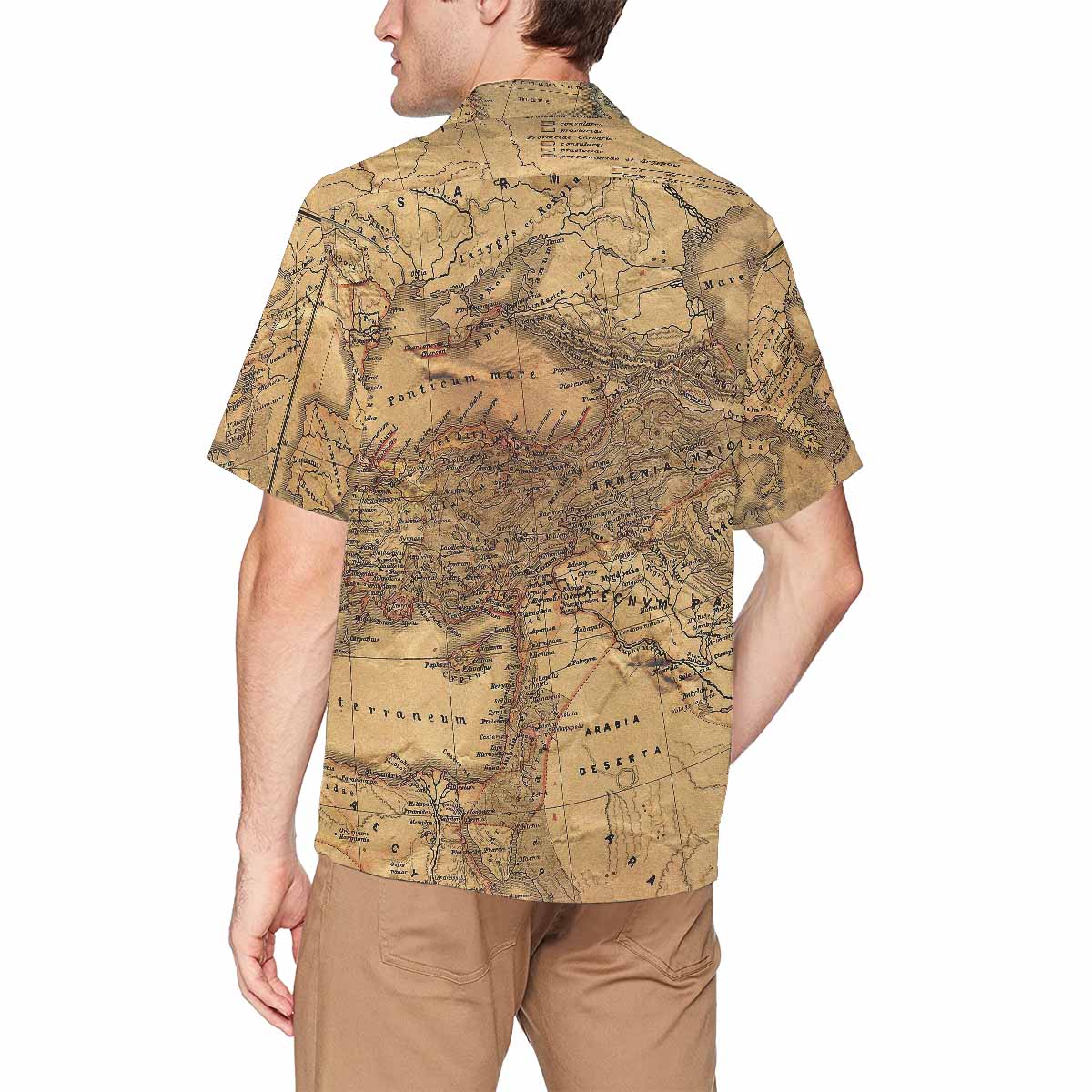 Antique Map design Hawaiian mens shirt, Design 21