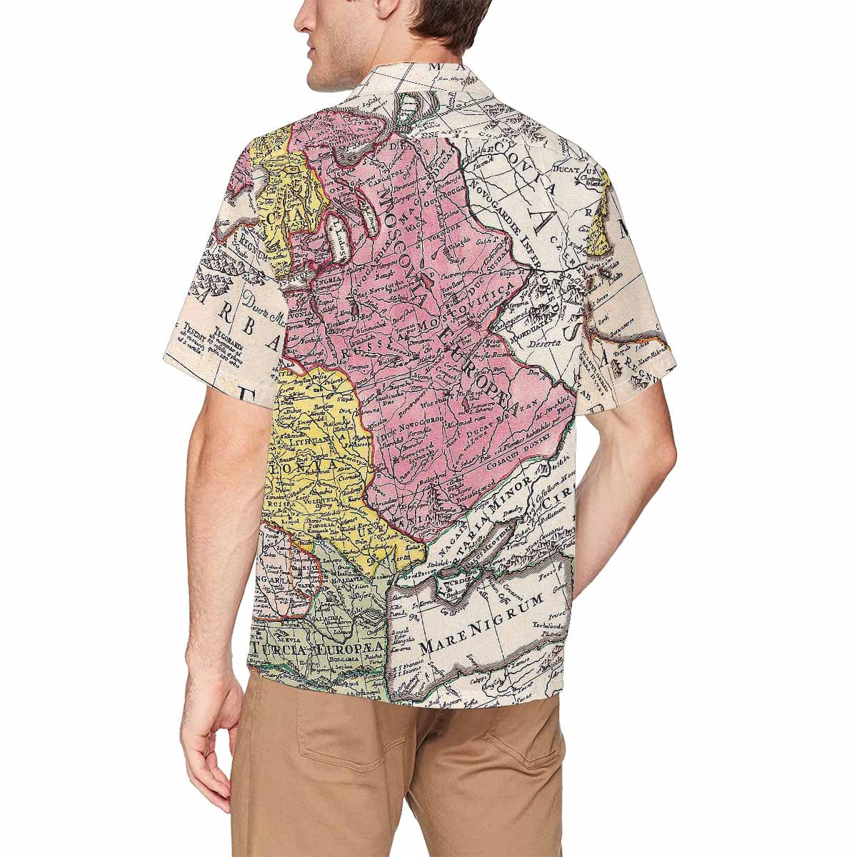 Antique Map design Hawaiian mens shirt, Design 43