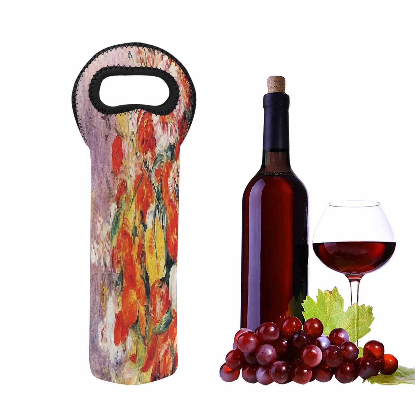 Vintage floral 1 bottle wine bag, Design 19