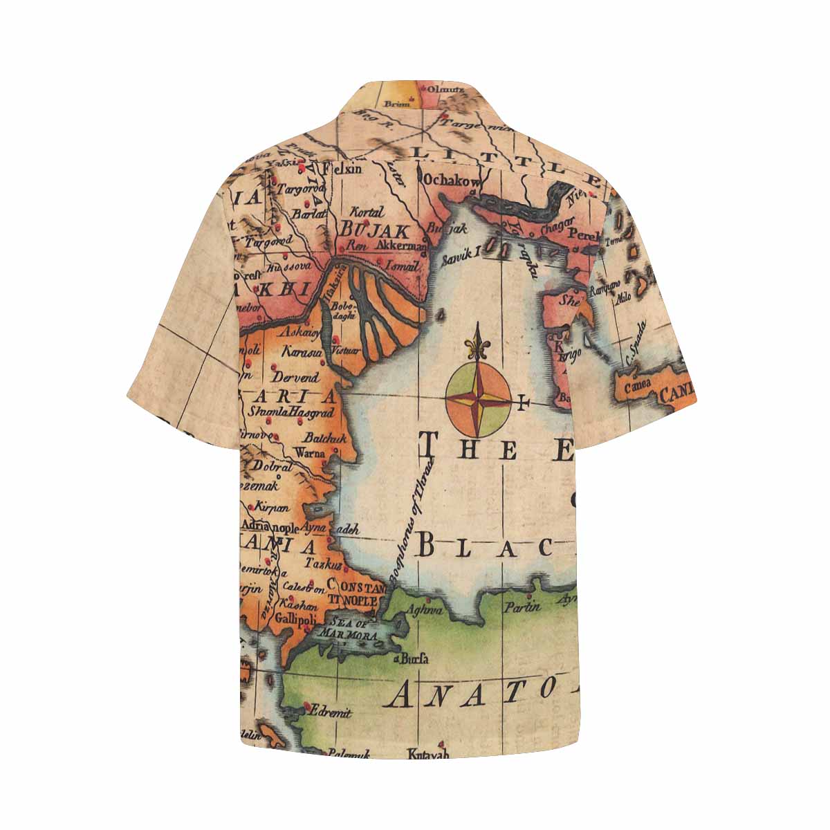 Antique Map design Hawaiian mens shirt, Design 22