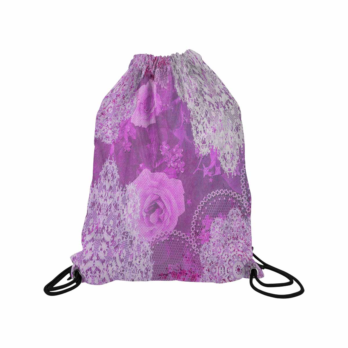 Victorian lace print, DRAWSTRING BAG, MEDIUM, design 03