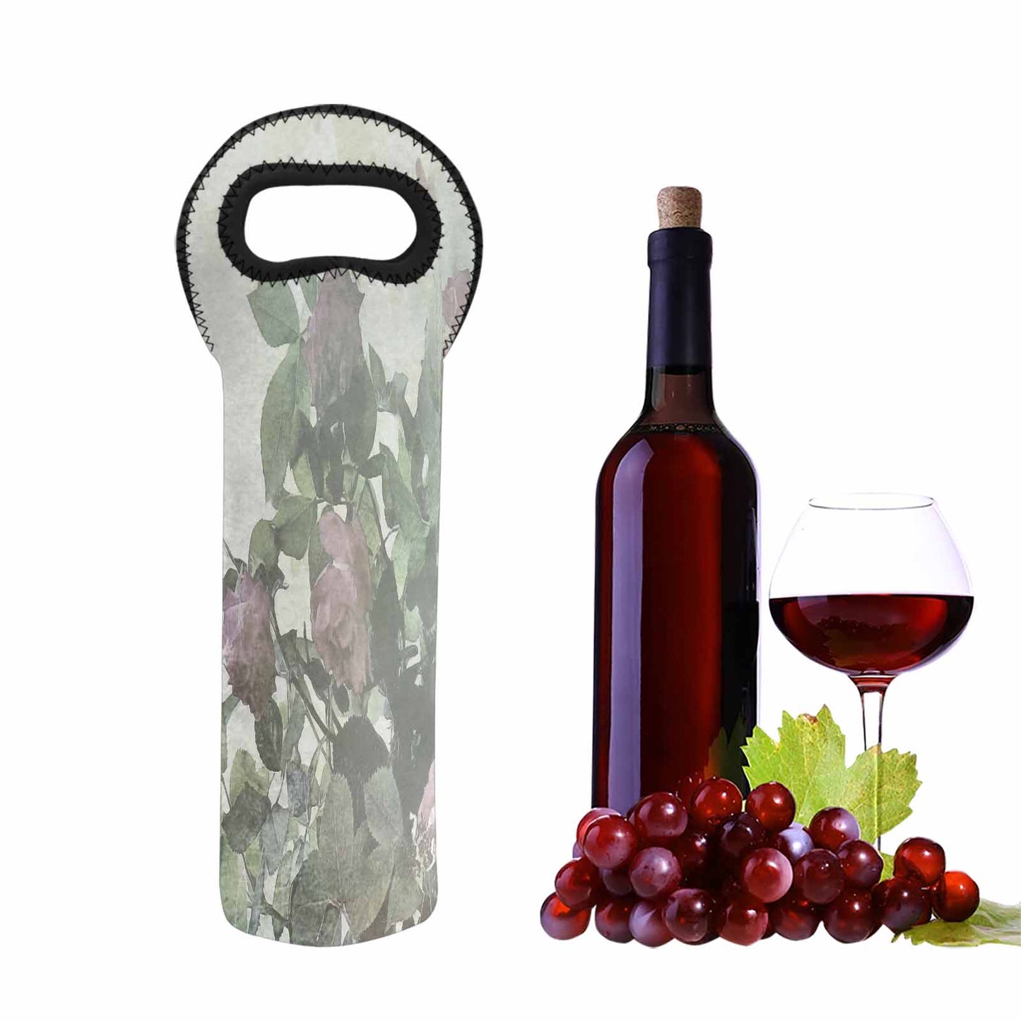 Vintage floral 1 bottle wine bag, Design 23