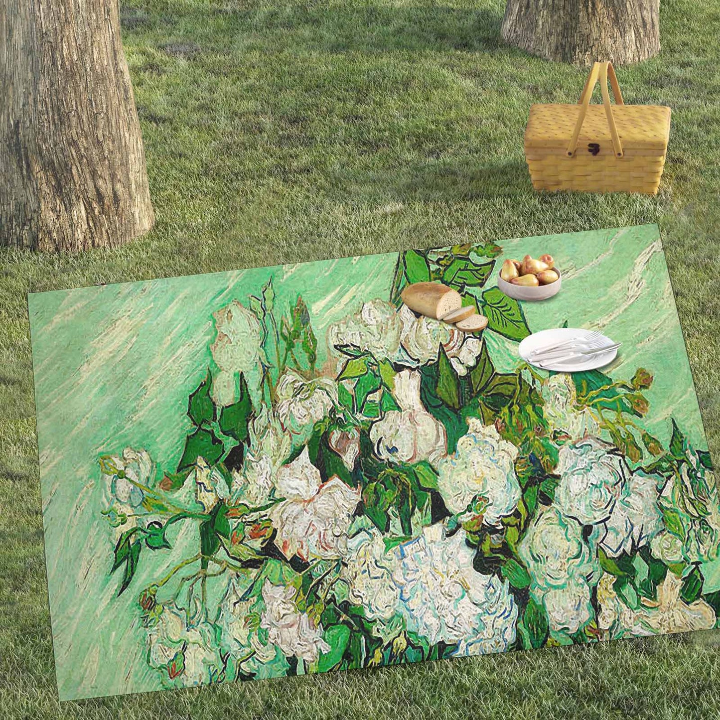 Vintage Floral waterproof picnic mat, 81 x 55in, Design 45