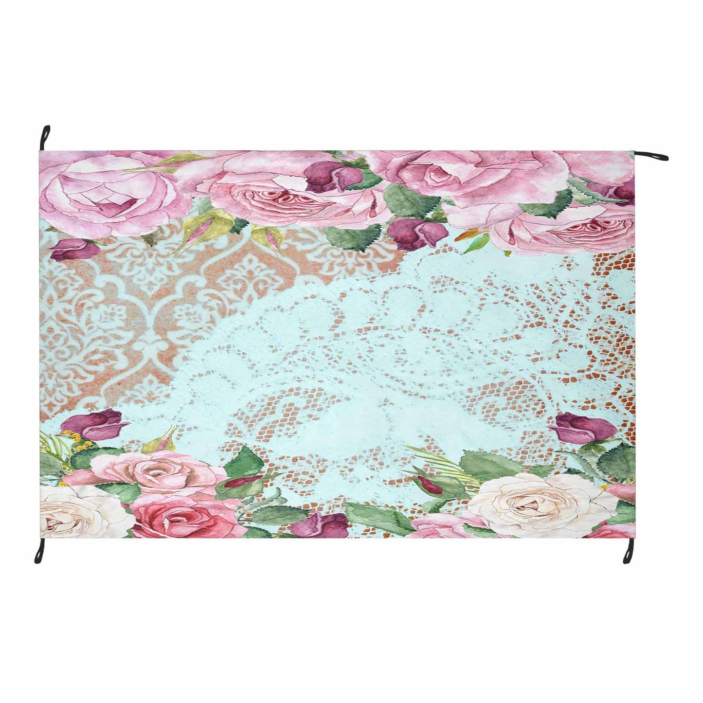 Victorian lace print waterproof picnic mat, 81 x 55in, design 24