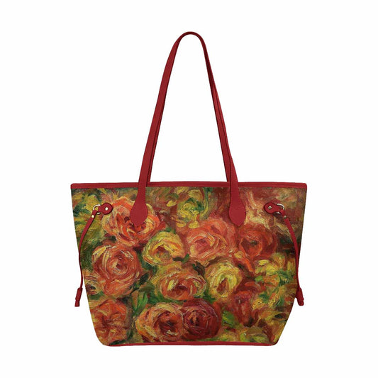 Vintage Floral Handbag, Classic Handbag, Mod 1695361 Design 18, RED TRIM