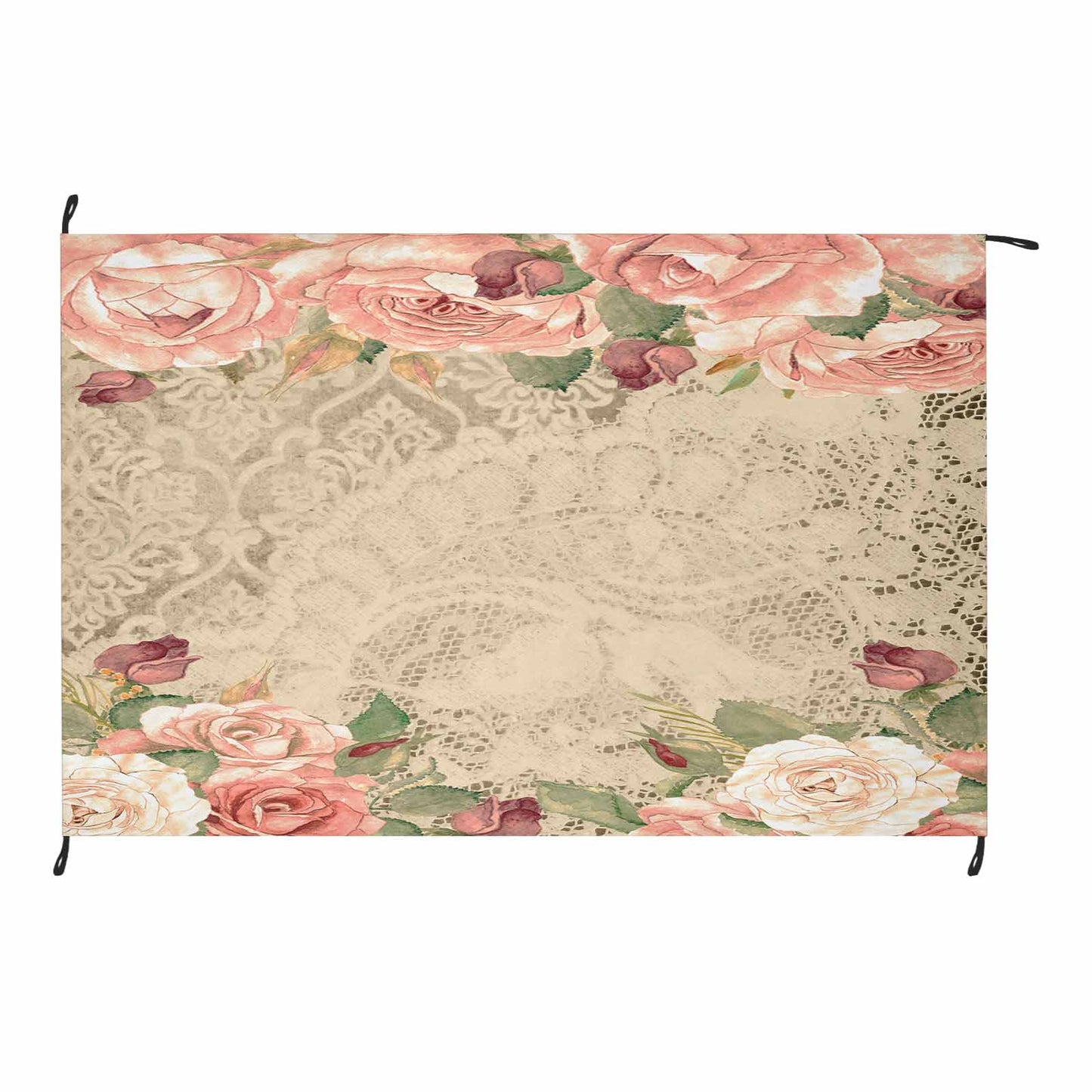 Victorian lace print waterproof picnic mat, 81 x 55in, design 25