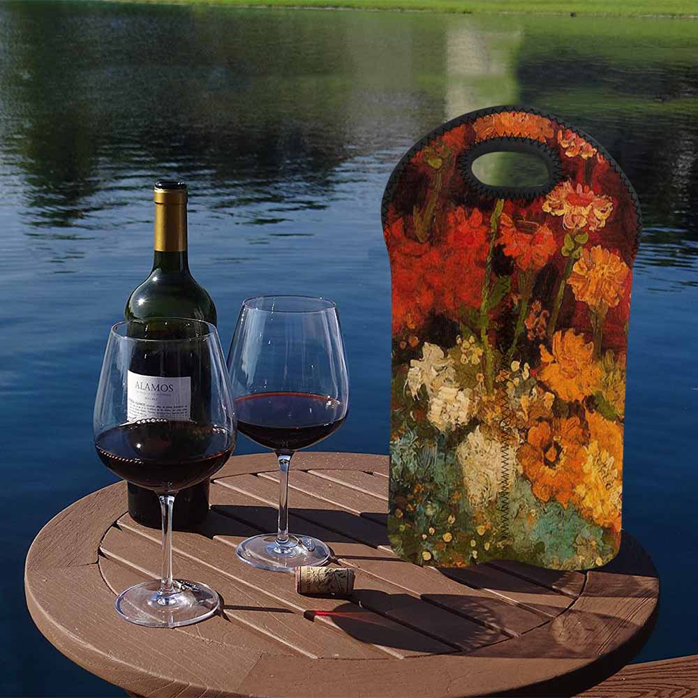 Vintage floral 2 bottle wine bag, Design 31