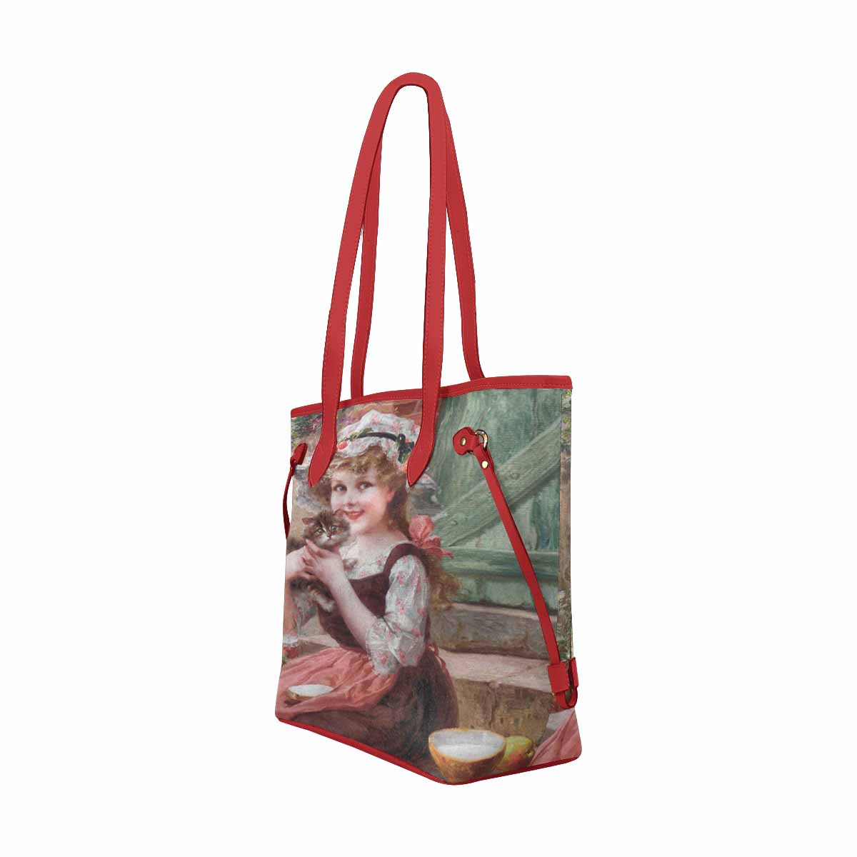 Victorian Girl Design Handbag, Model 1695361, The Little Kittens, RED TRIM