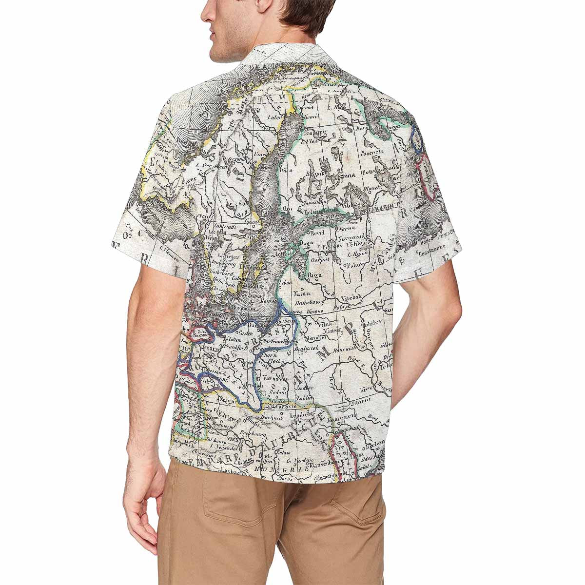 Antique Map design Hawaiian mens shirt, Design 36