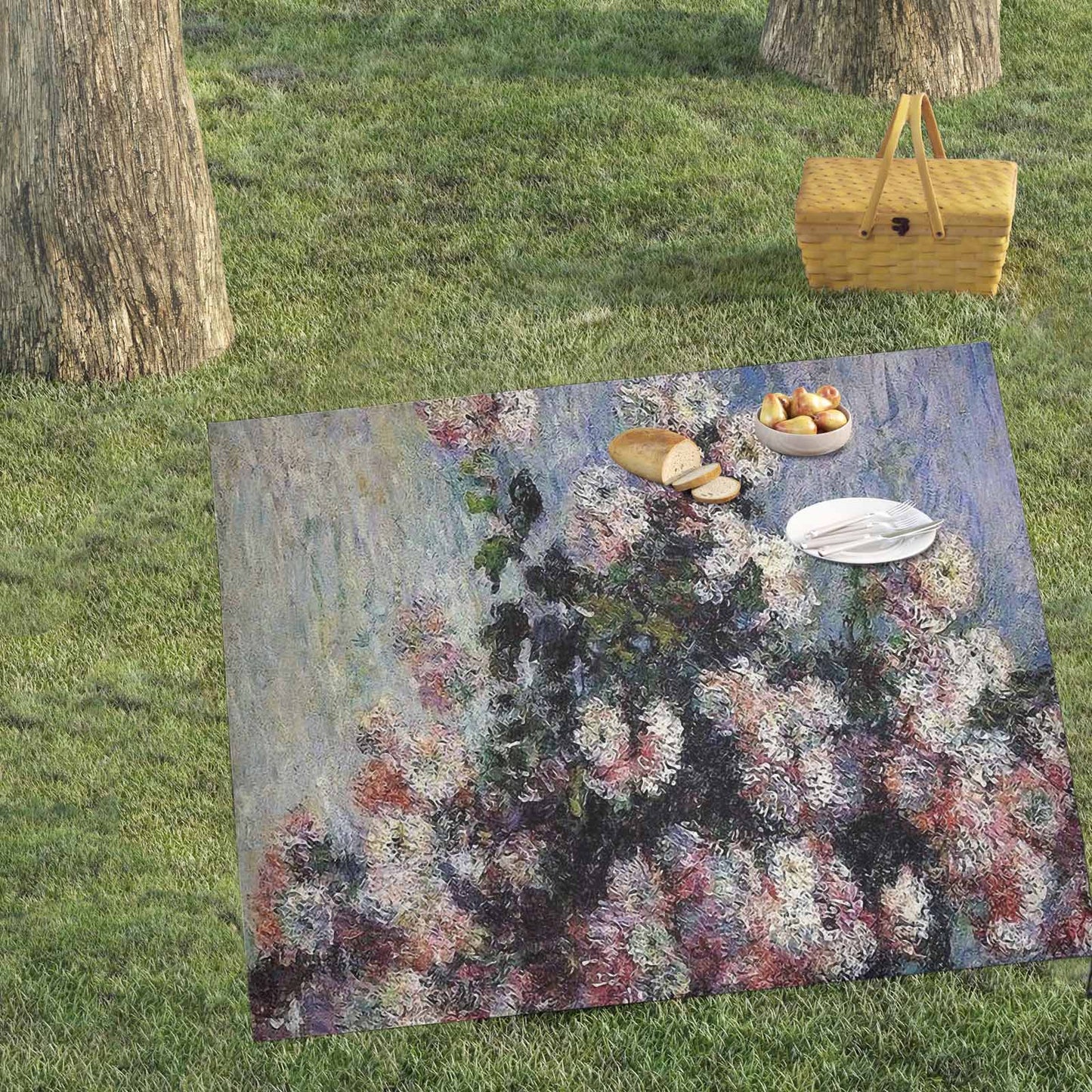 Vintage Floral waterproof picnic mat, 61 x 55in, Design 44