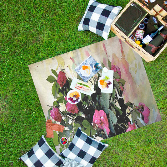 Vintage Floral waterproof picnic mat, 61 x 55in, Design 22