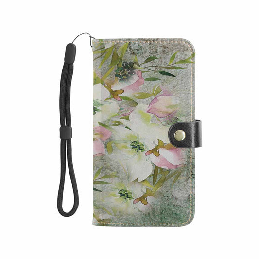 Vintage floral PU leather mobile phone purse, cell phone flip cover, Design 03