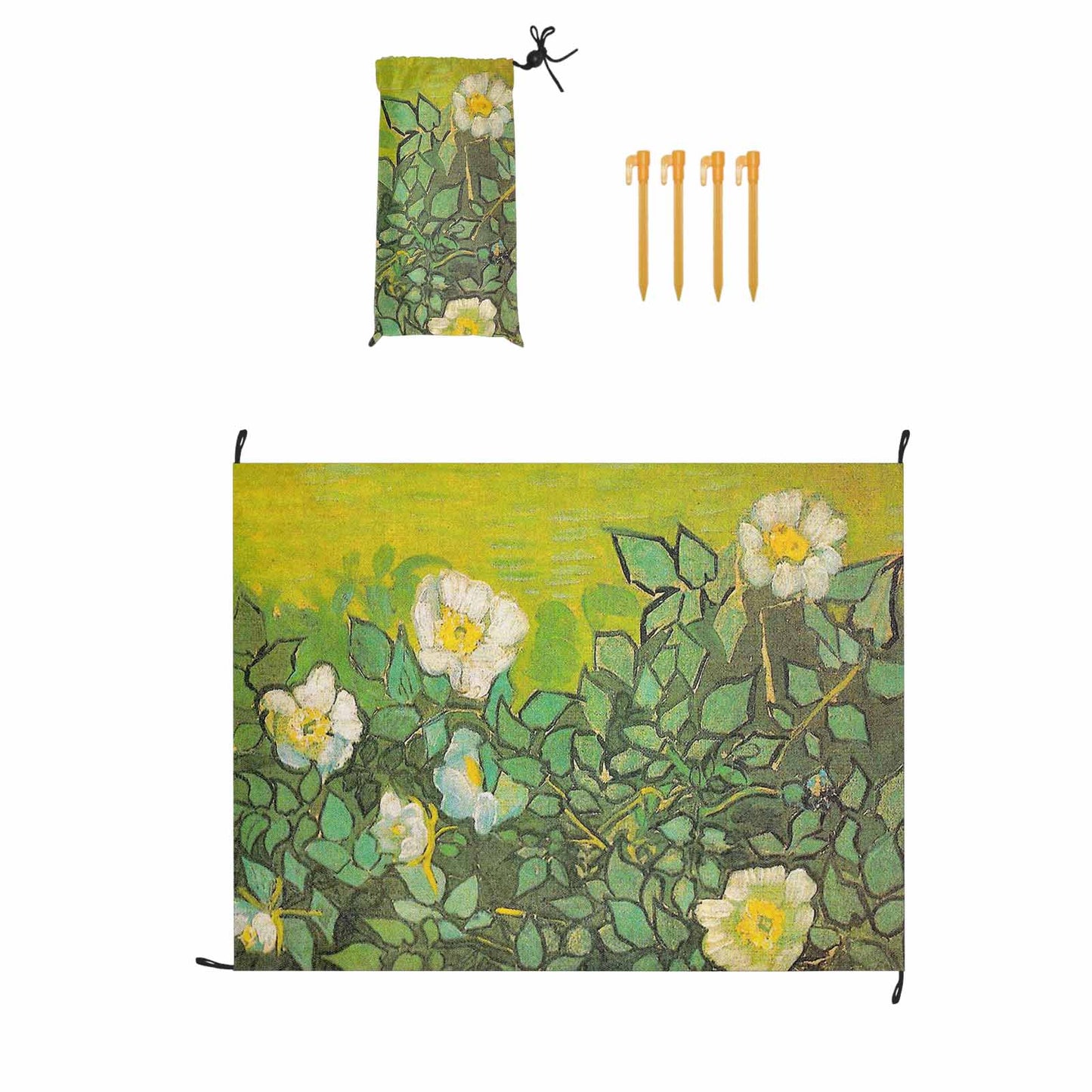 Vintage Floral waterproof picnic mat, 69 x 55in, Design 01