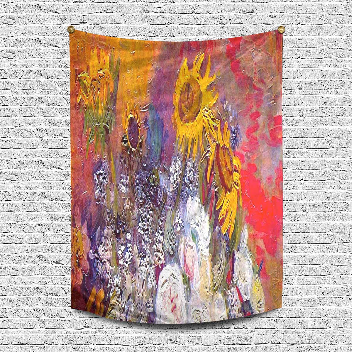 Vintage floral TAPESTRY, LARGE 60 x 80 in, Vertical, Design 54