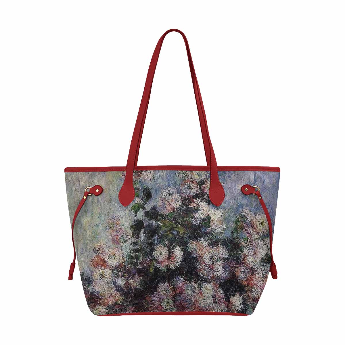 Vintage Floral Handbag, Classic Handbag, Mod 1695361 Design 44, RED TRIM