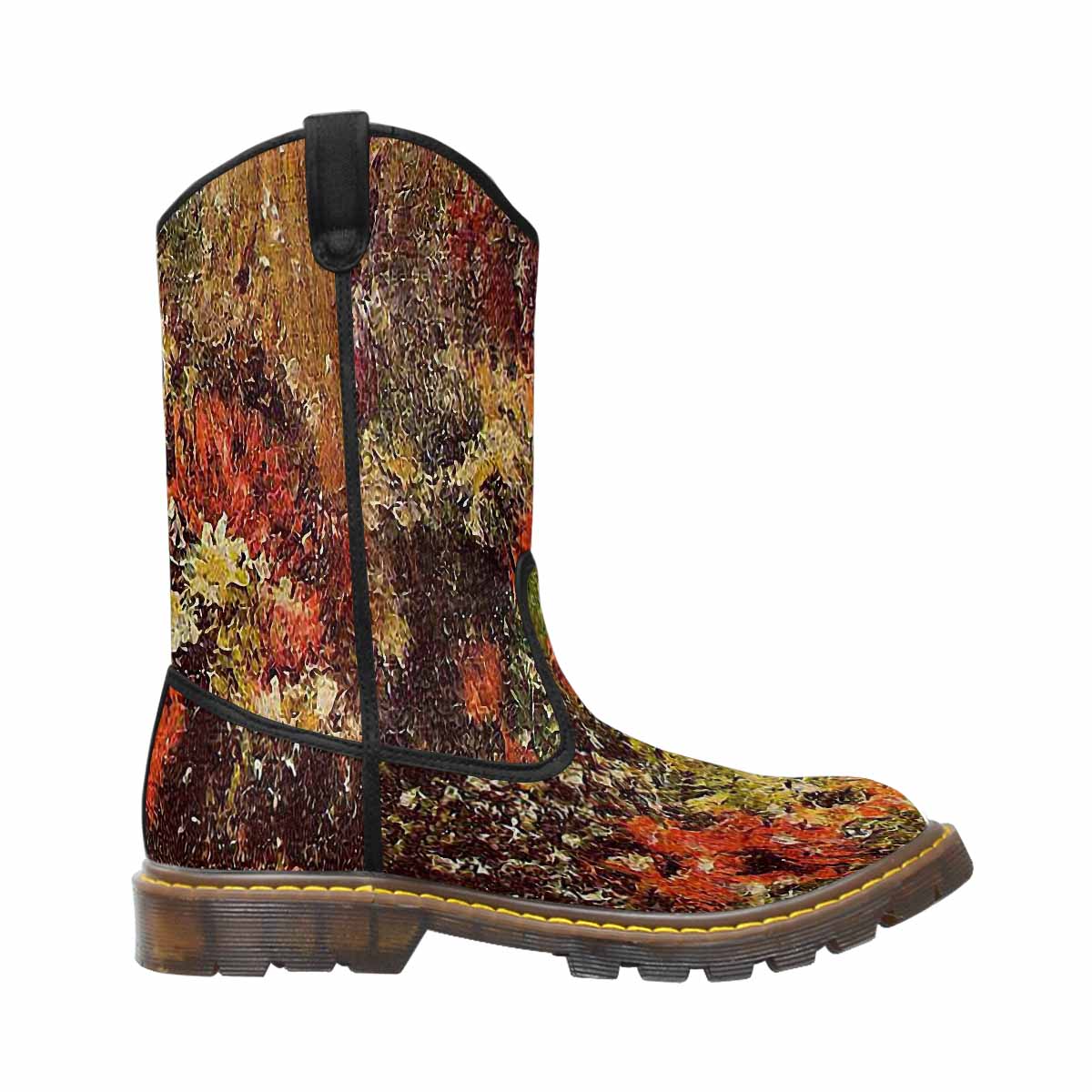 Vintage floral print, western lumber boots Design 24