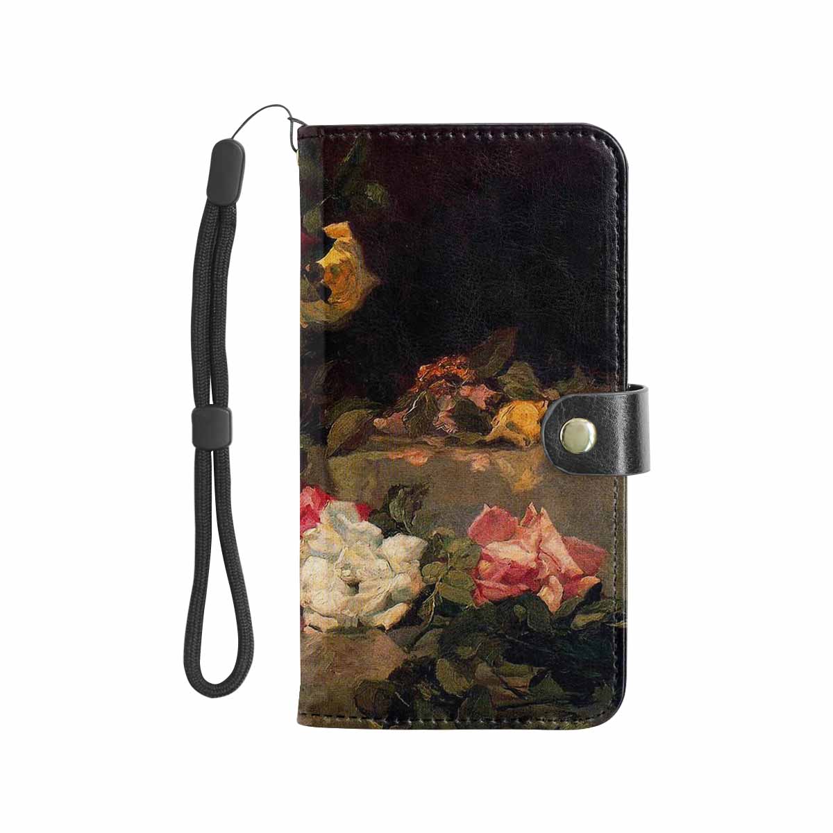 Vintage floral PU leather mobile phone purse, cell phone flip cover, Design 37