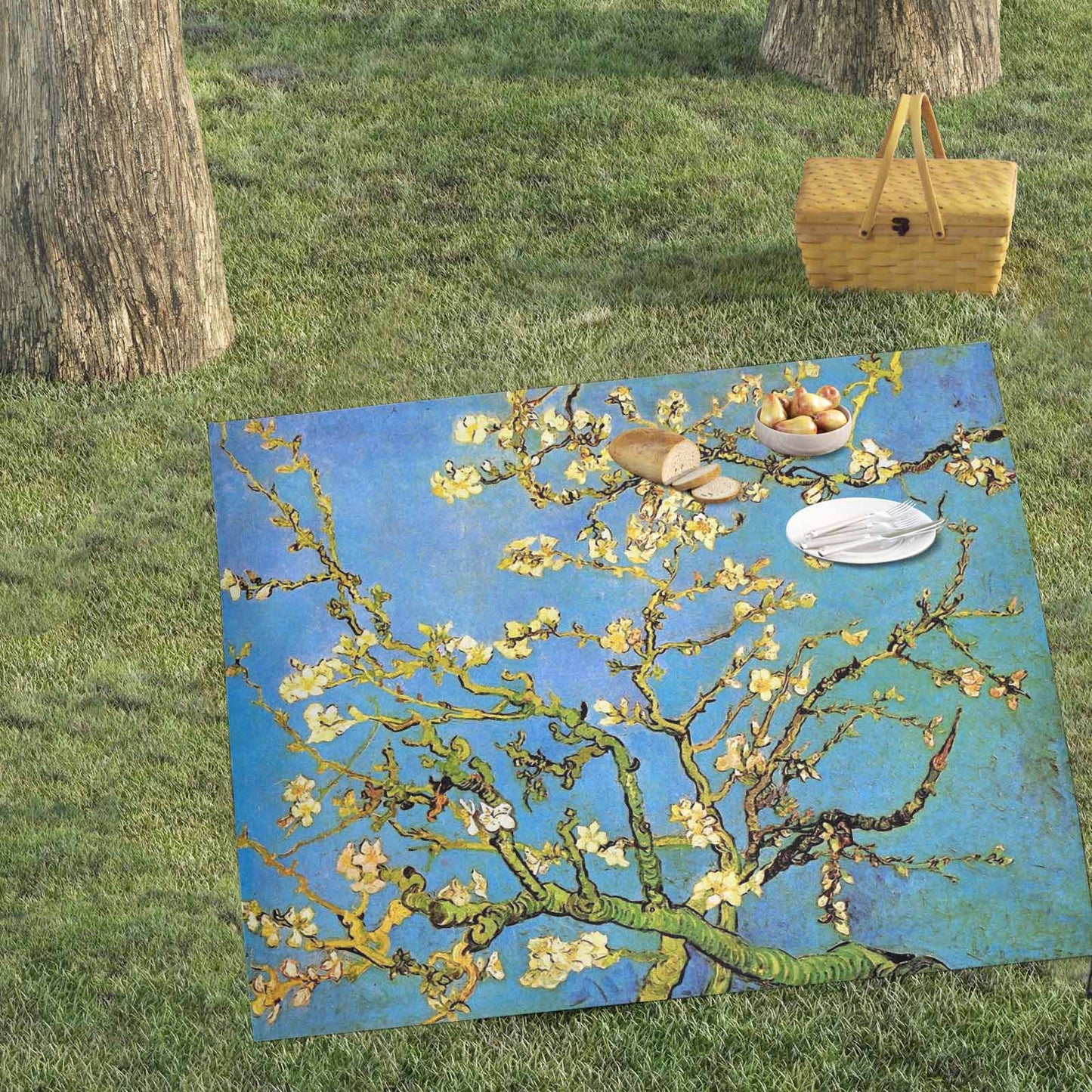 Vintage Floral waterproof picnic mat, 61 x 55in, Design 20