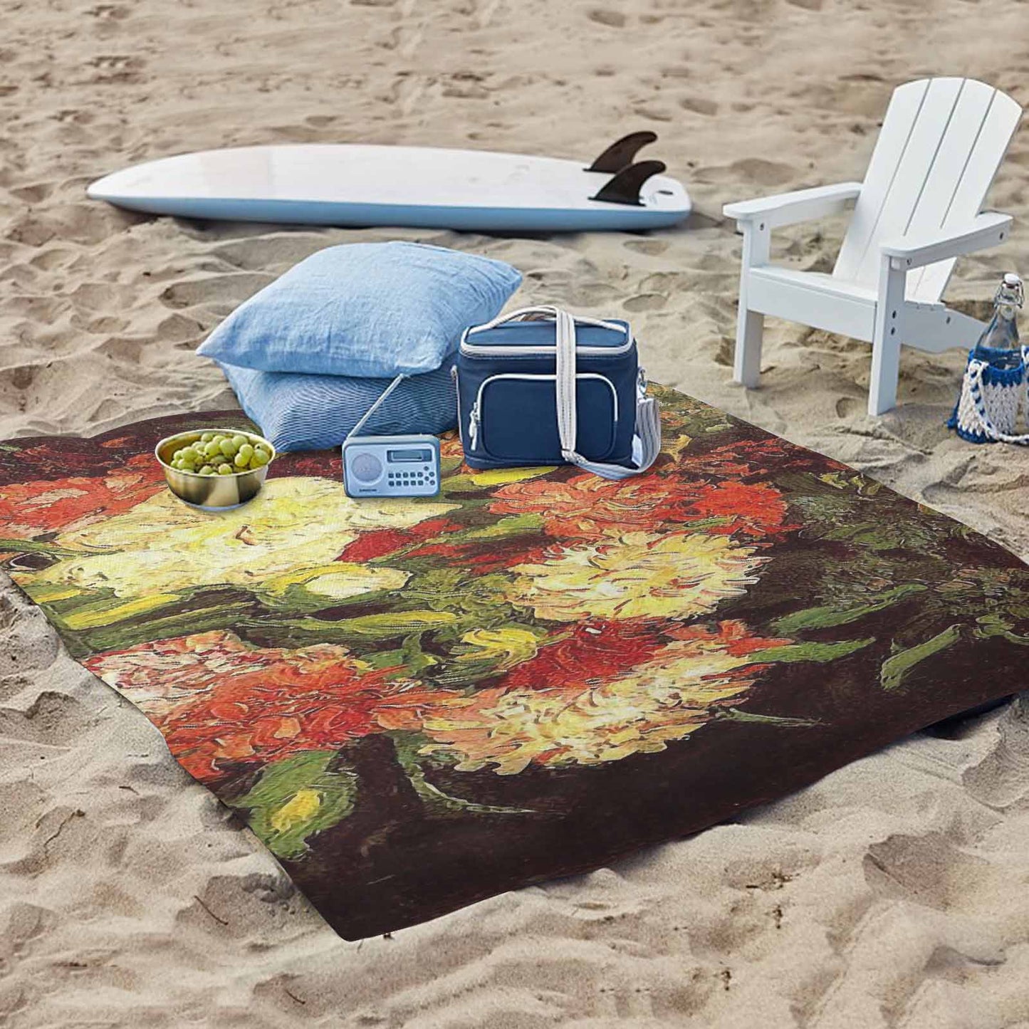 Vintage Floral waterproof picnic mat, 61 x 55in, Design 33