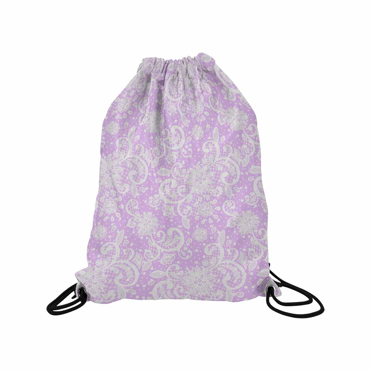 Victorian lace print, DRAWSTRING BAG, MEDIUM, design 06