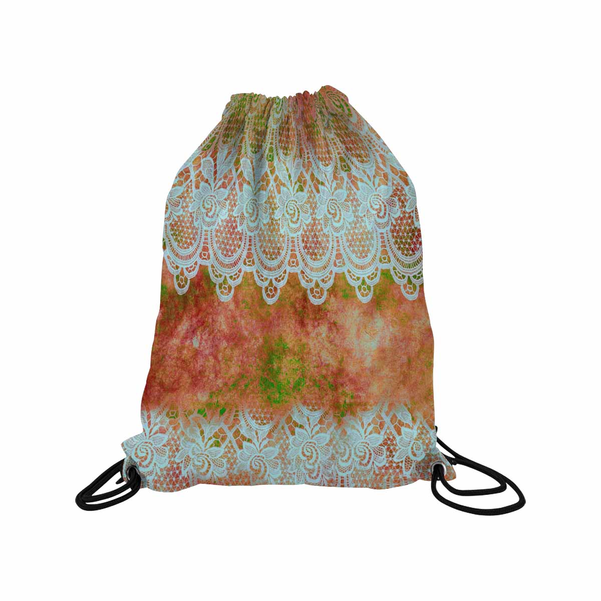 Victorian lace print, DRAWSTRING BAG, MEDIUM, design 31