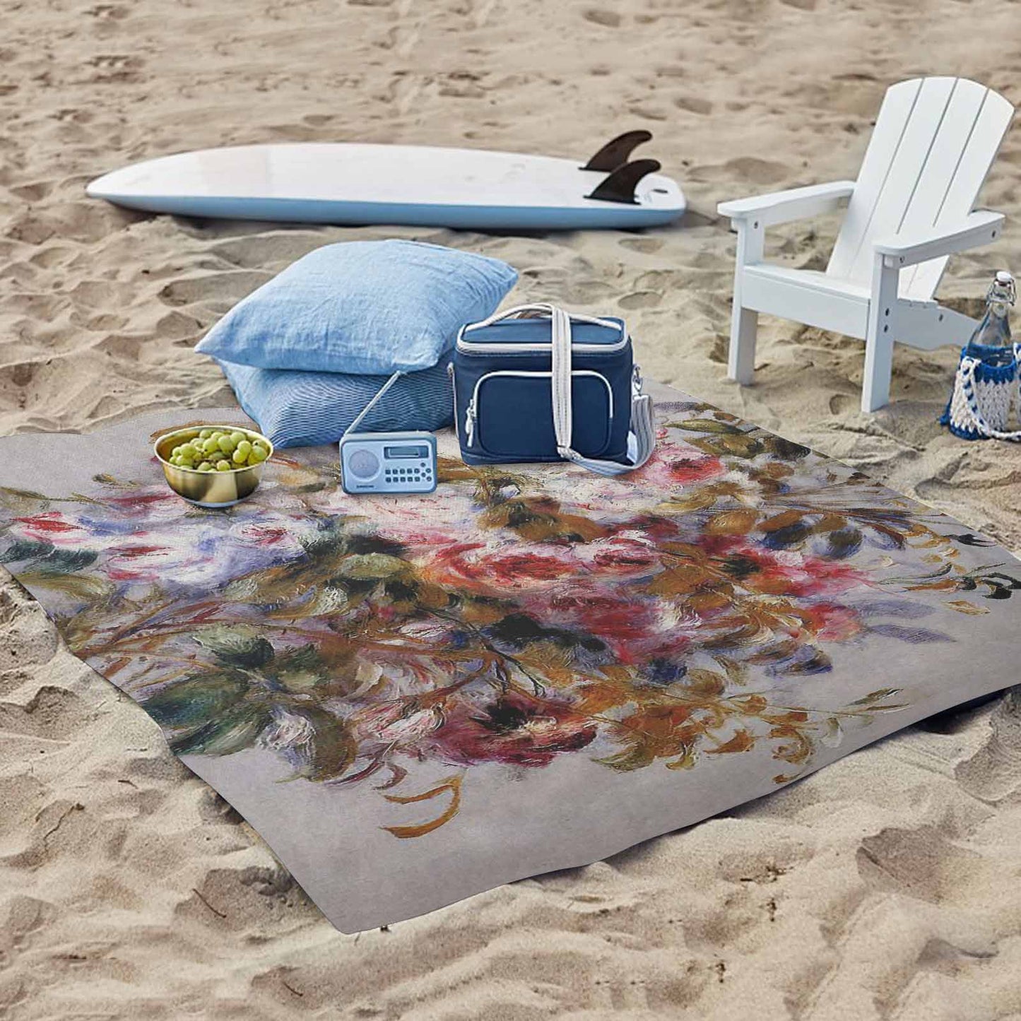 Vintage Floral waterproof picnic mat, 61 x 55in, Design 12