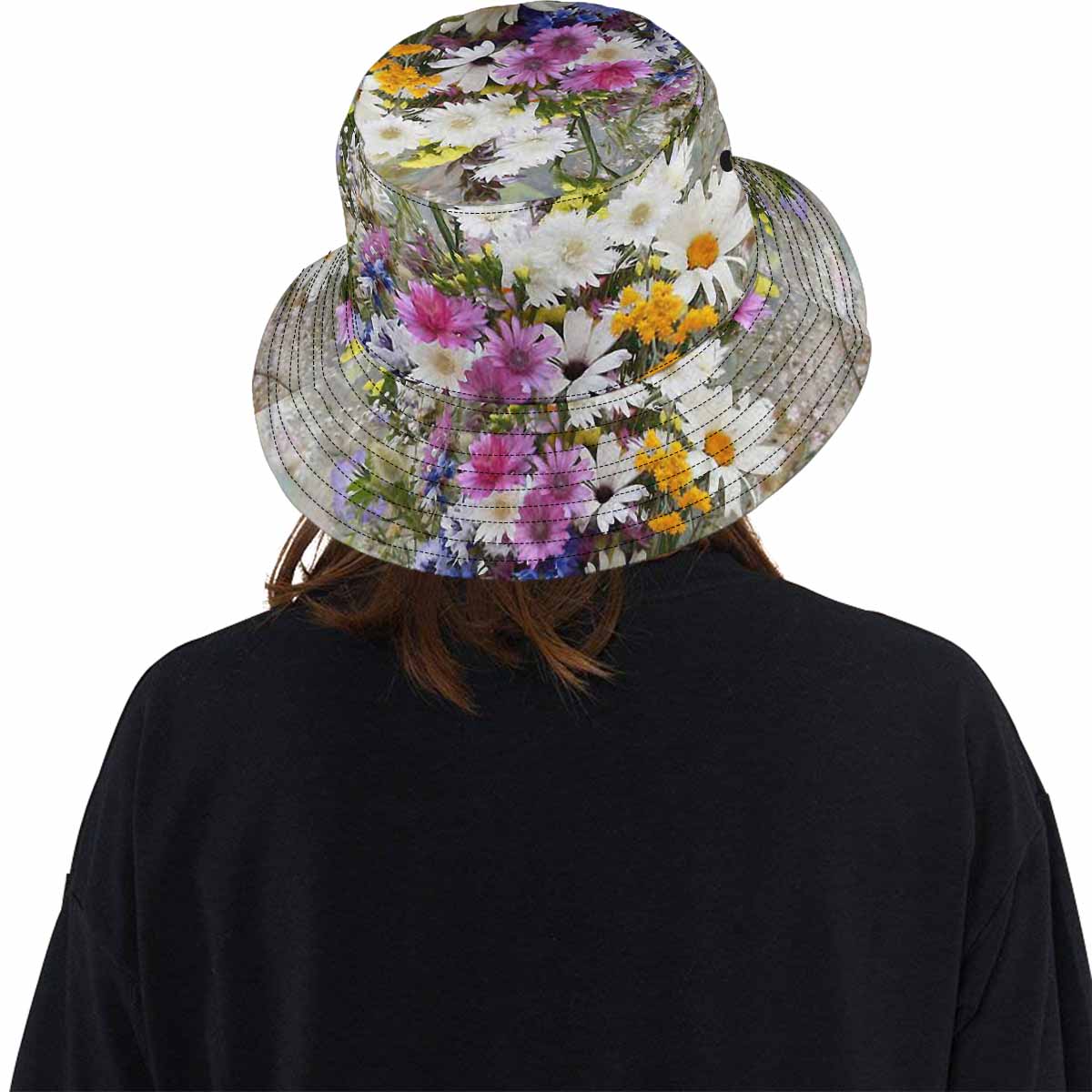 Vintage floral unisex bucket boonie Hat, outdoors hat, Design 02