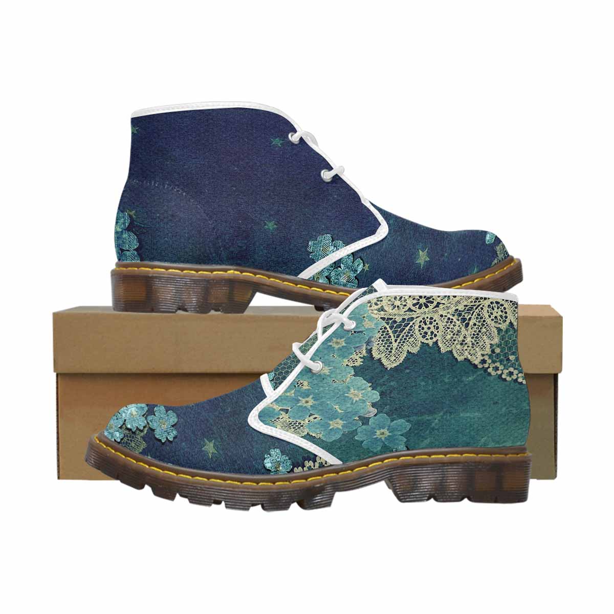 Lace Print, Cute comfy womens Chukka boots, design 04