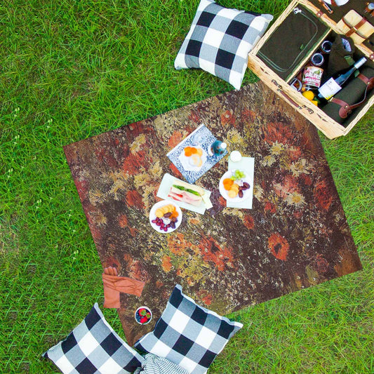 Vintage Floral waterproof picnic mat, 61 x 55in, Design 24