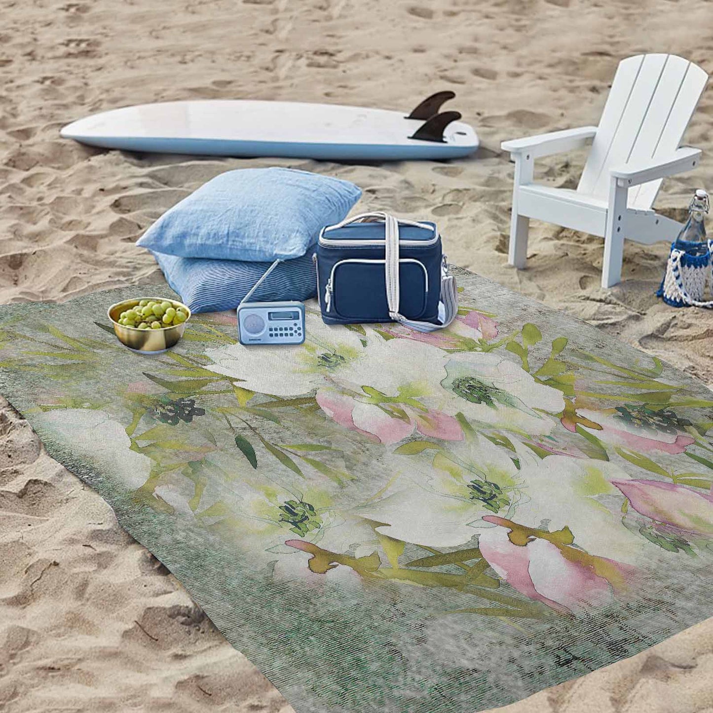 Vintage Floral waterproof picnic mat, 81 x 55in, Design 03