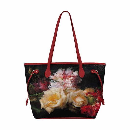 Vintage Floral Handbag, Classic Handbag, Mod 1695361 Design 30 RED TRIM