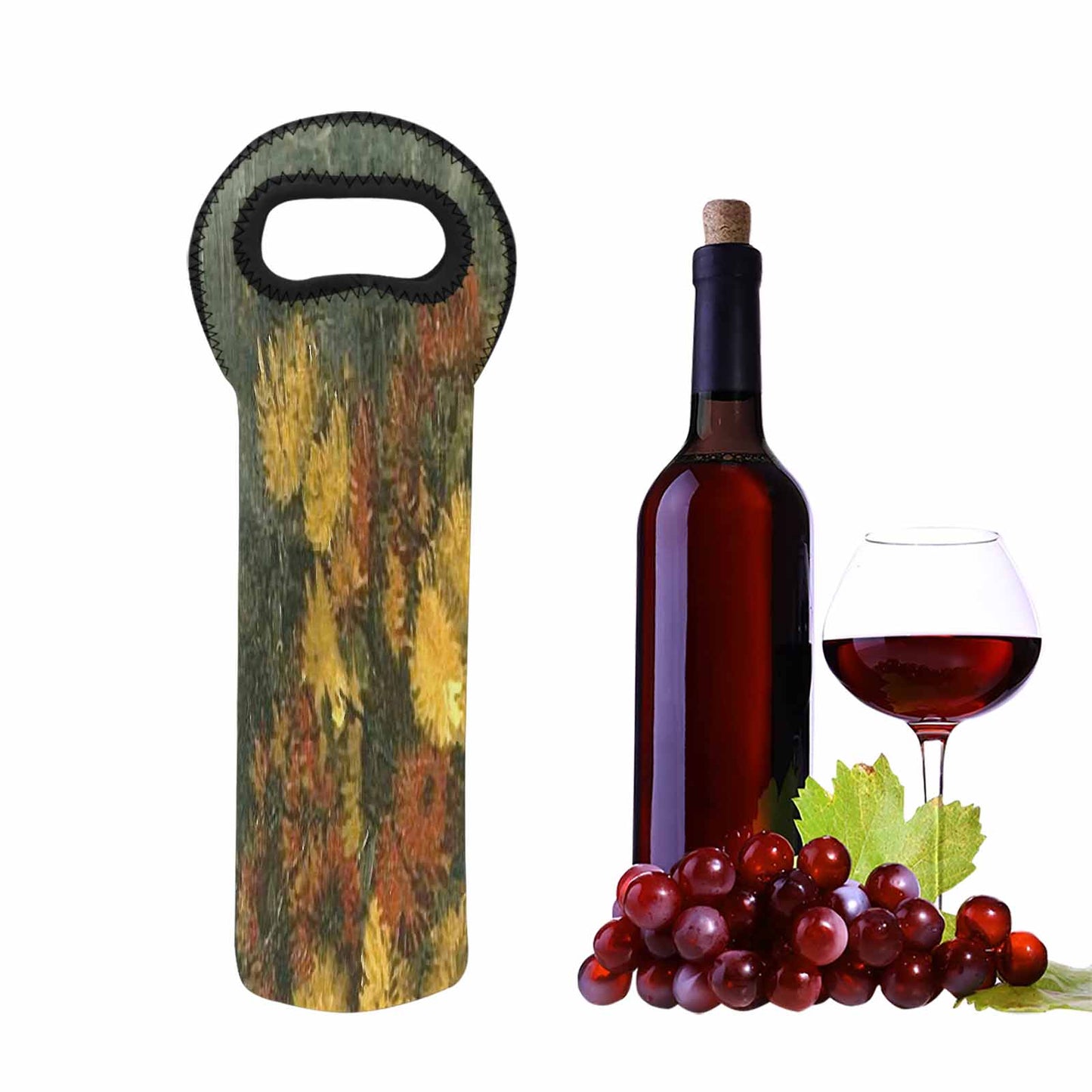 Vintage floral 1 bottle wine bag, Design 28