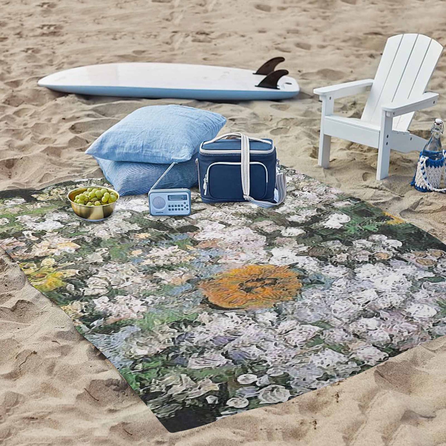 Vintage Floral waterproof picnic mat, 69 x 55in, Design 07