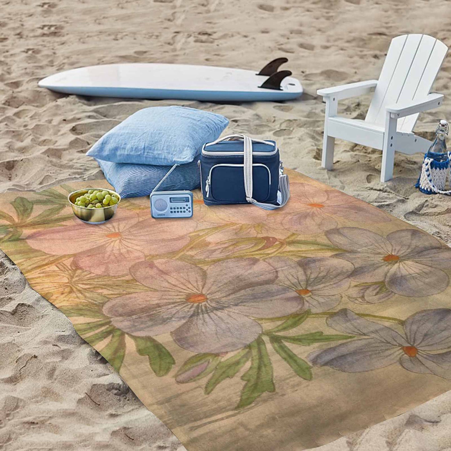 Vintage Floral waterproof picnic mat, 81 x 55in, Design 13xx