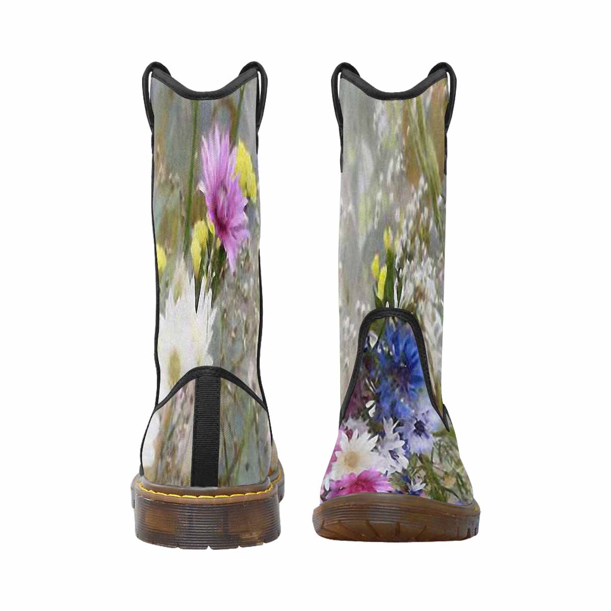 Vintage floral print, western lumber boots Design 02