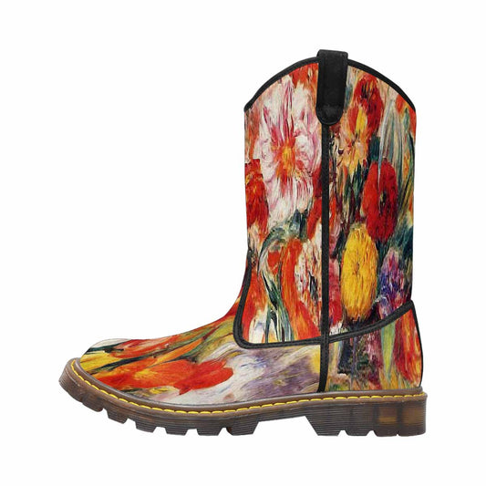 Vintage floral print, western lumber boots Design 19