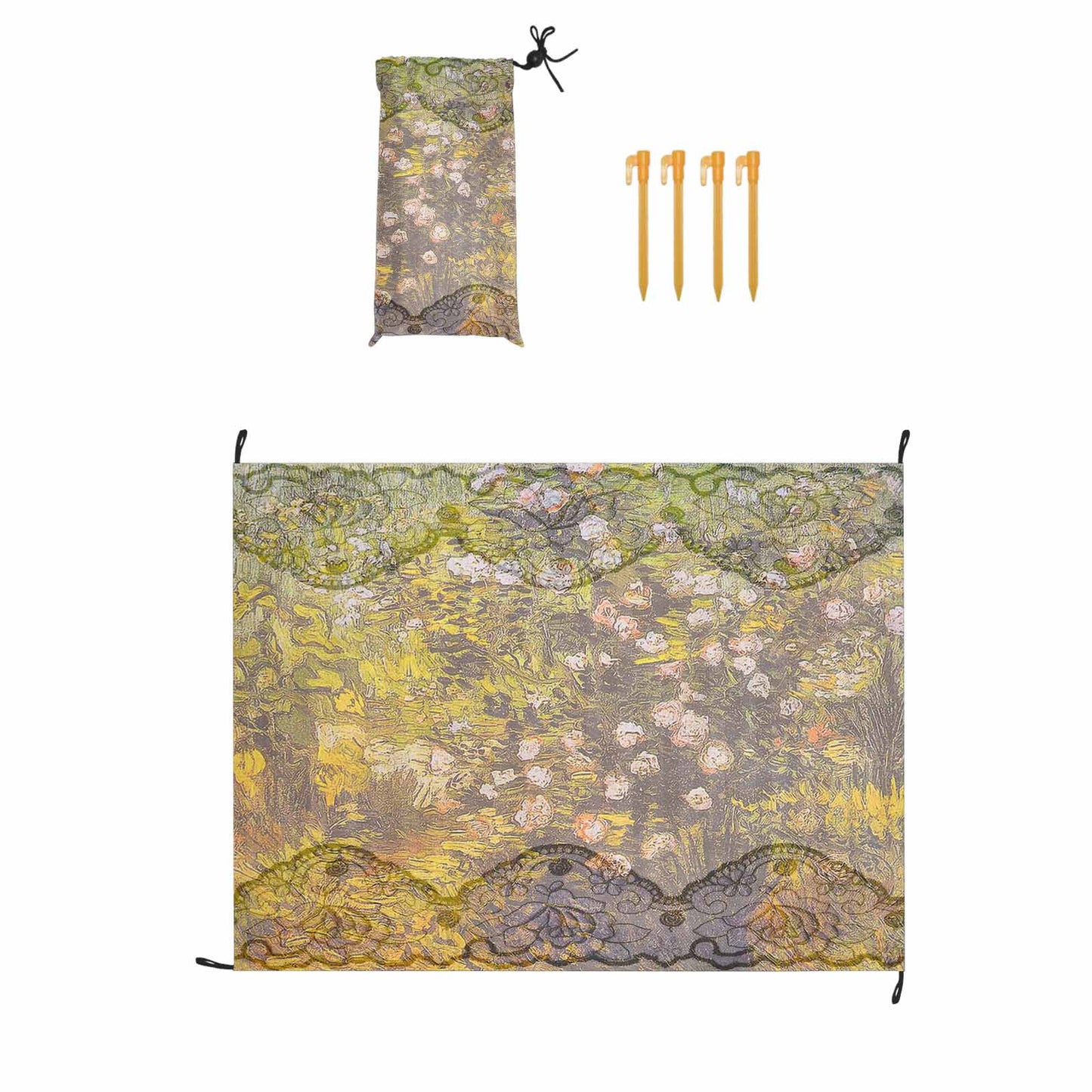 Vintage Floral waterproof picnic mat, 69 x 55in, Design 05x