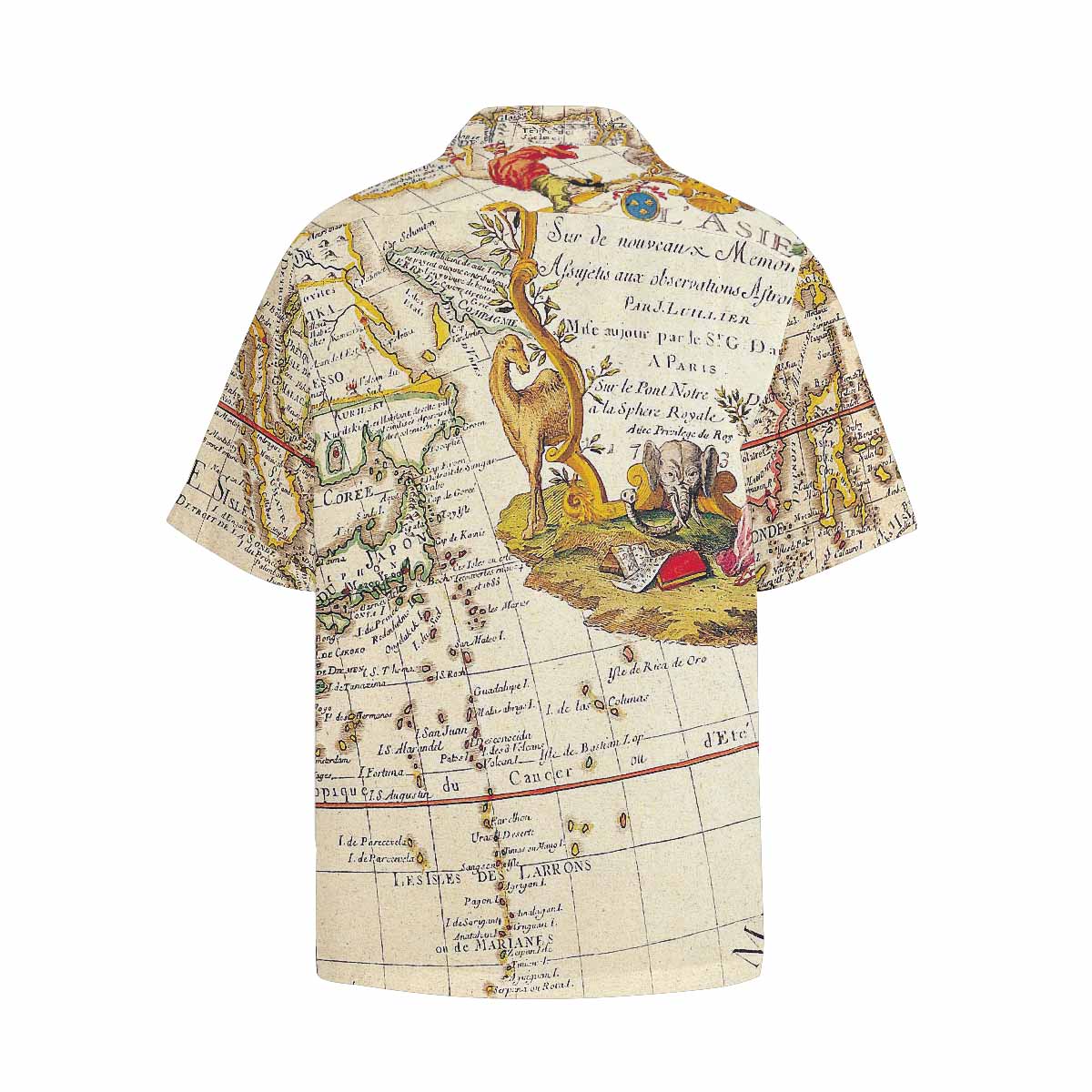 Antique Map design Hawaiian mens shirt, Design 10