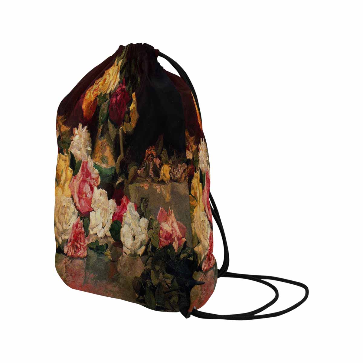 Vintage Floral print, DRAWSTRING BAG, LARGE, Design 37