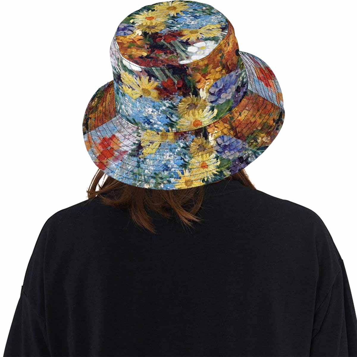 Vintage floral unisex bucket boonie Hat, outdoors hat, Design 41