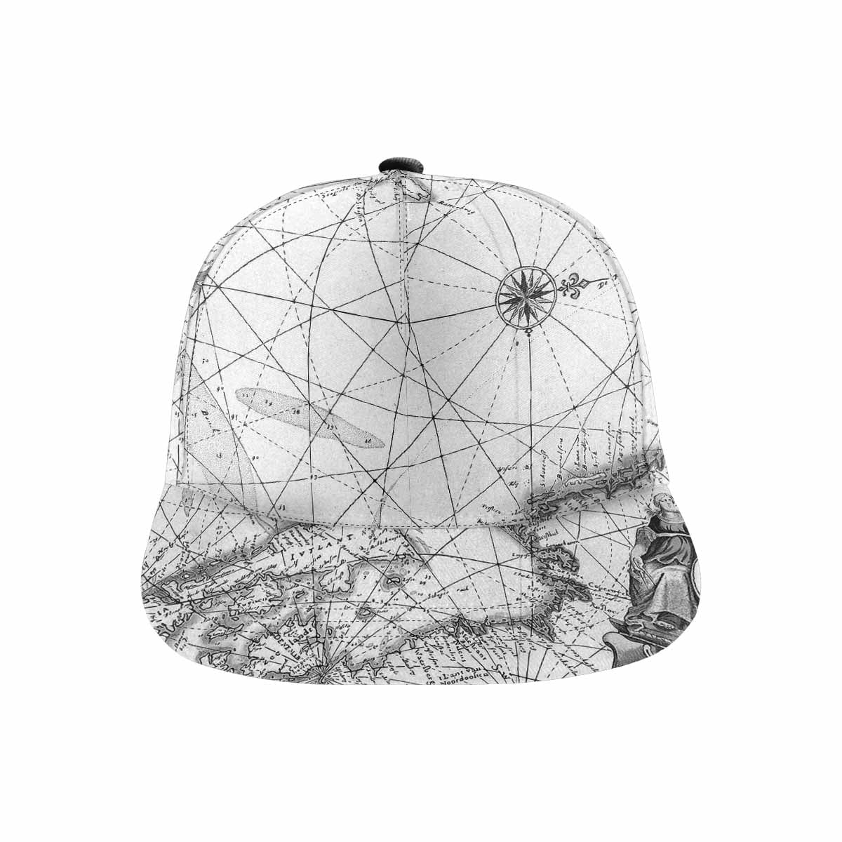 Antique Map design mens or womens deep snapback cap, trucker hat, Design 5