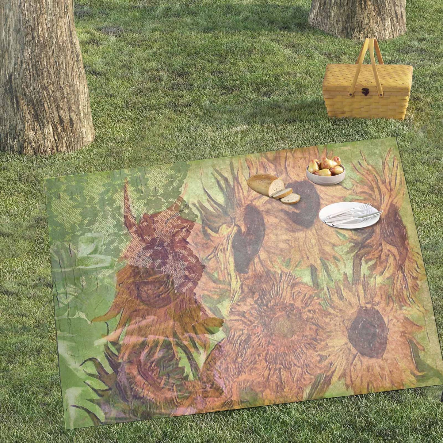 Vintage Floral waterproof picnic mat, 69 x 55in, Design 48xx