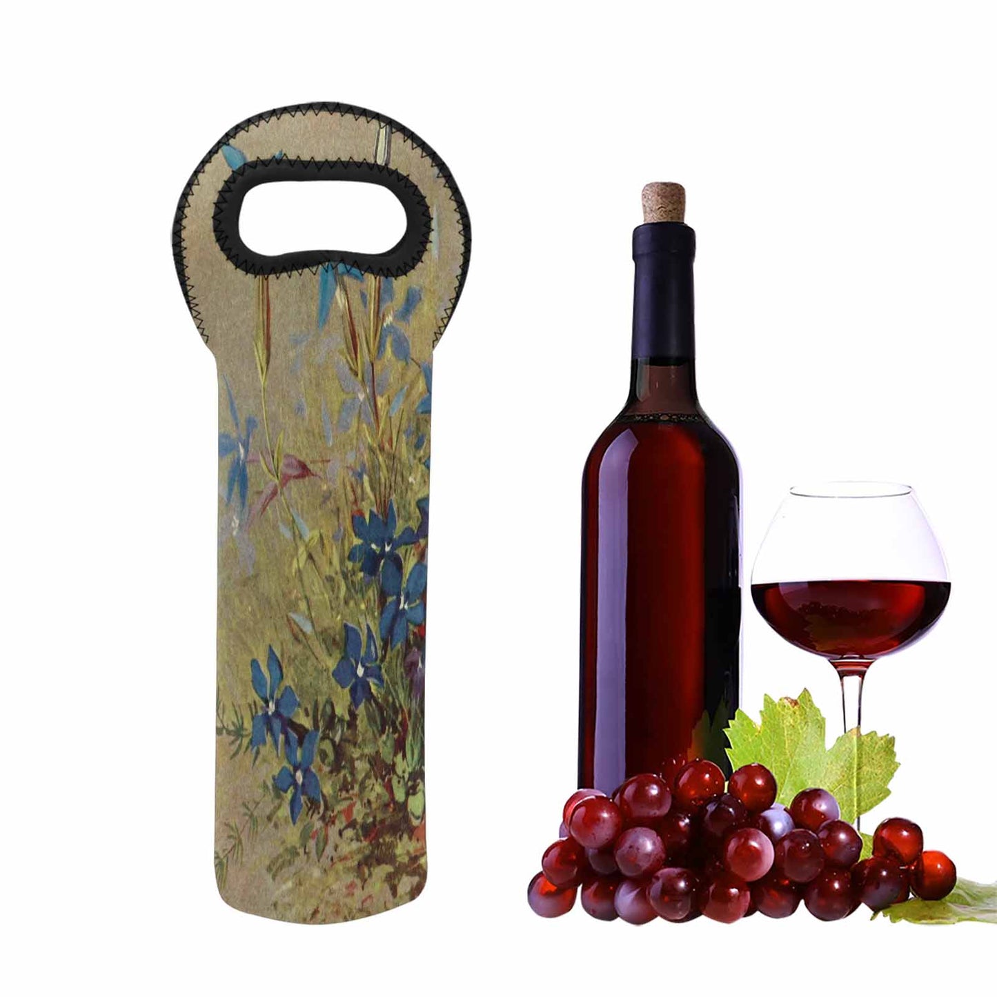 Vintage floral 1 bottle wine bag, Design 39