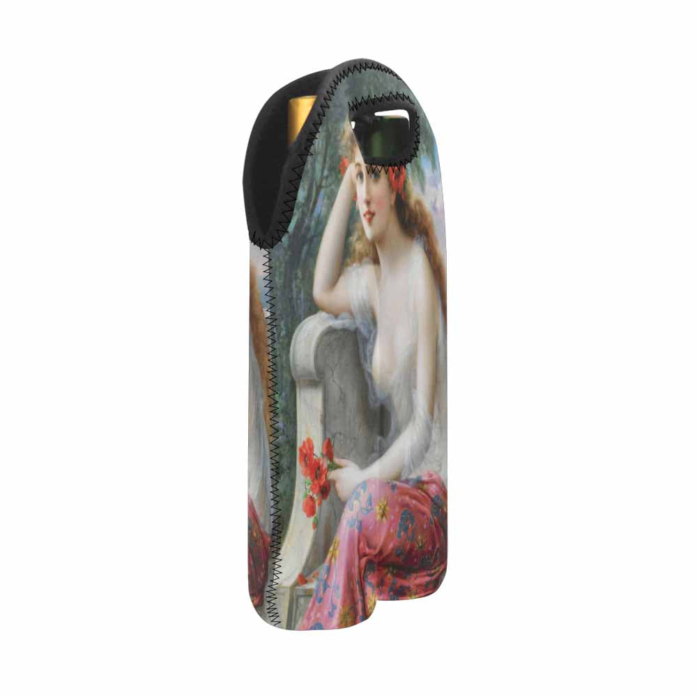 Victorian lady design 2 Bottle wine bag, Young Beauty with Poppies