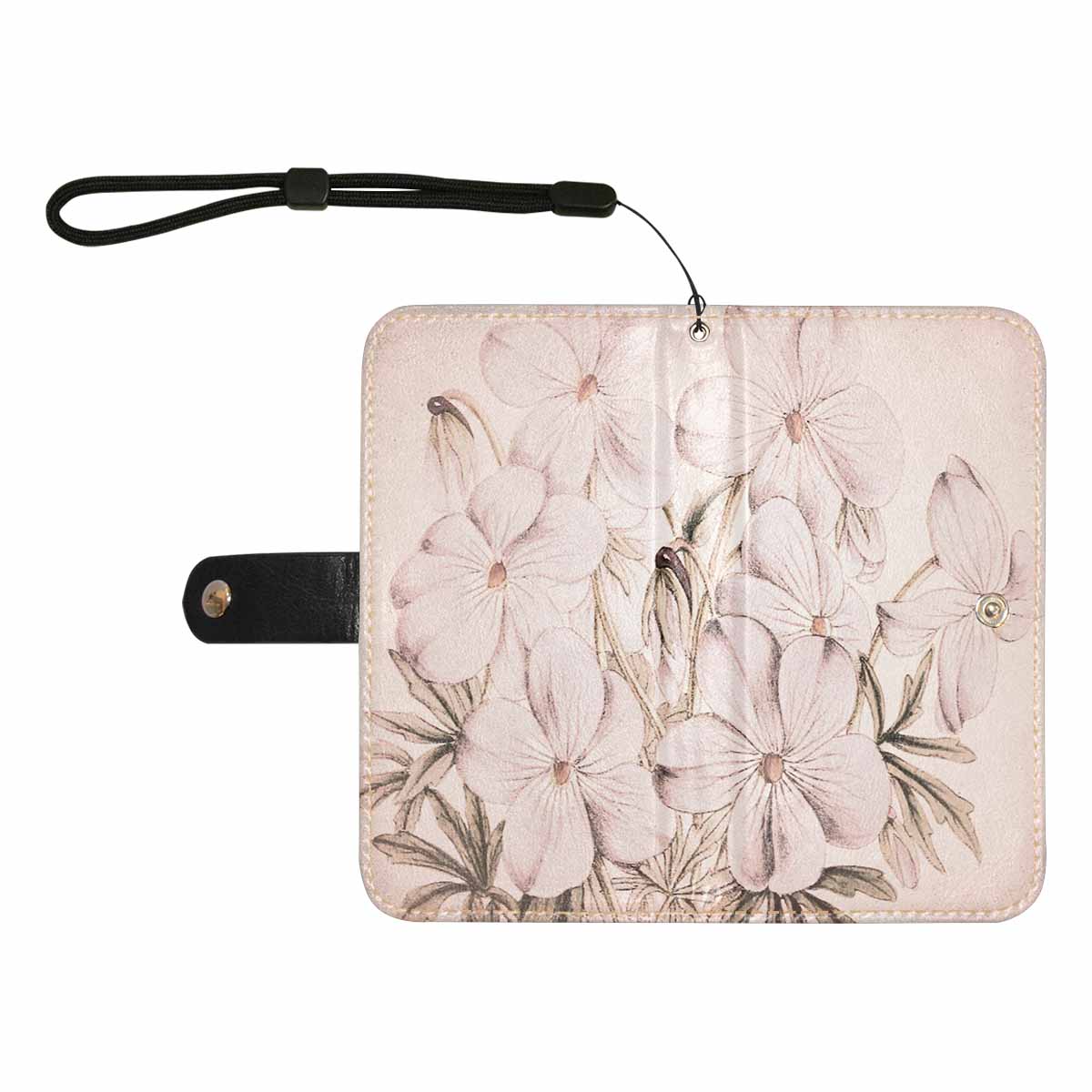 Vintage floral PU leather mobile phone purse, cell phone flip cover, Design 13x