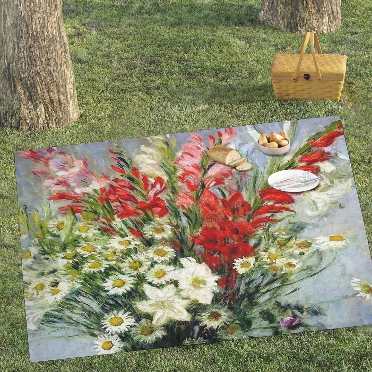 Vintage Floral waterproof picnic mat, 81 x 55in, Design 43