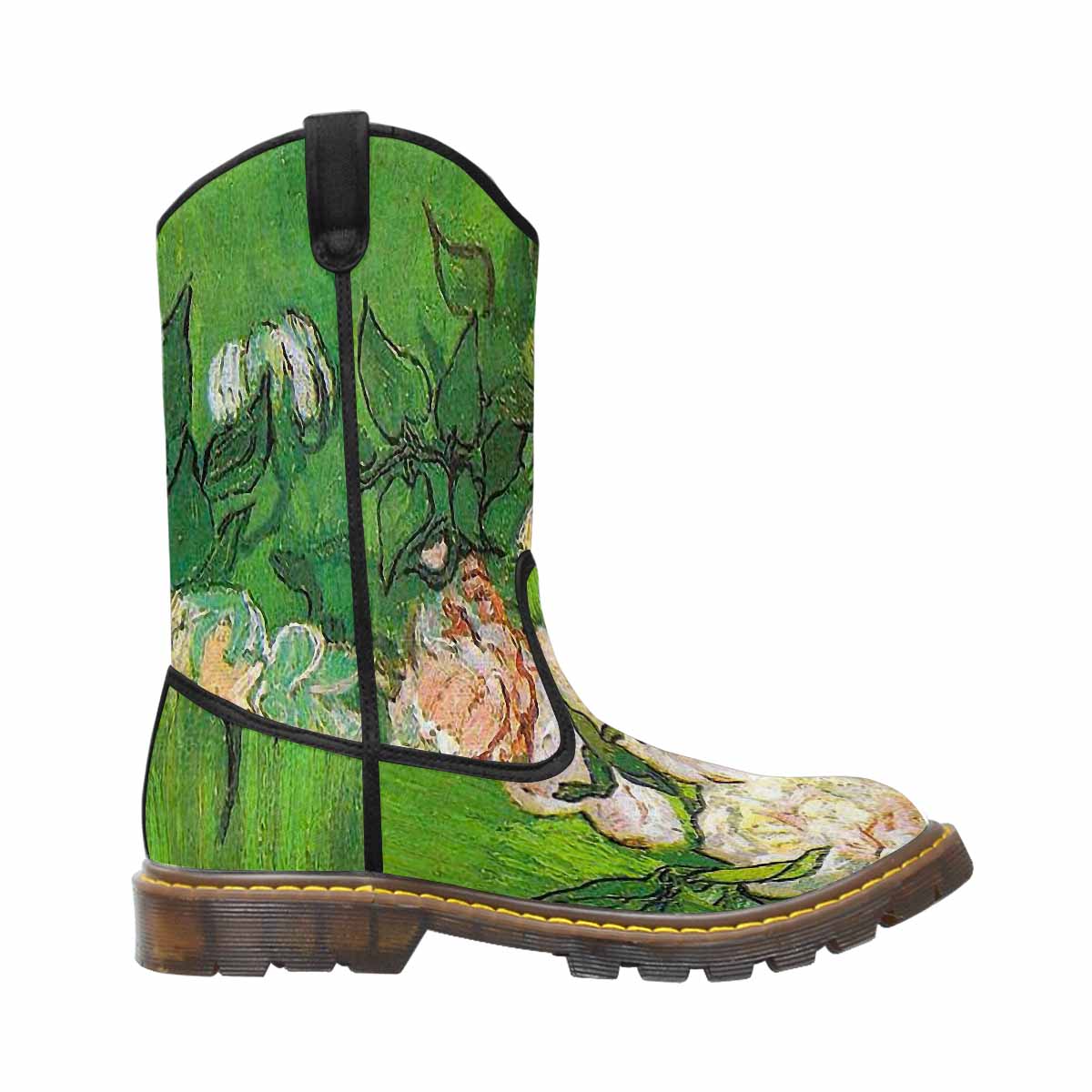 Vintage floral print, western lumber boots Design 06