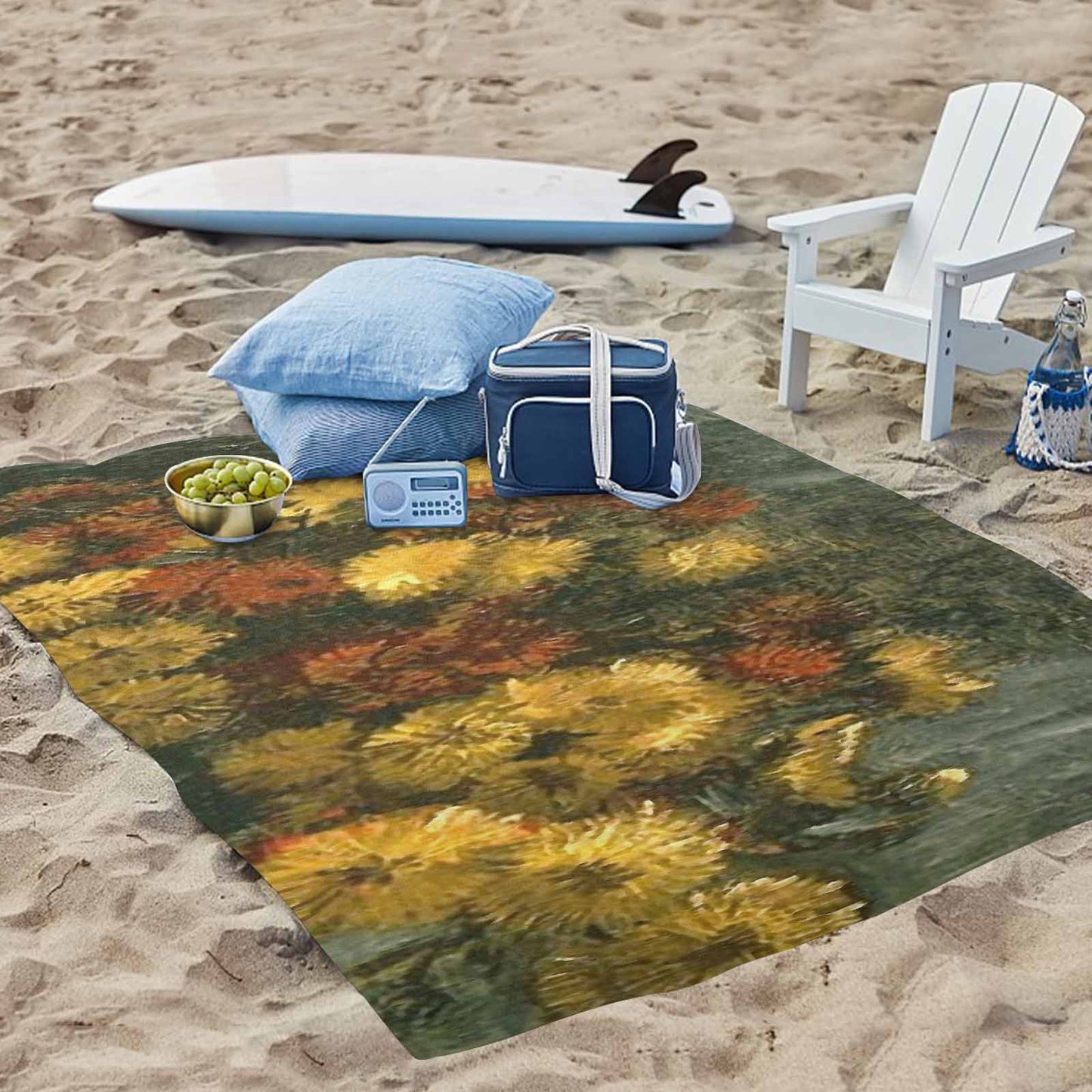 Vintage Floral waterproof picnic mat, 69 x 55in, Design 28